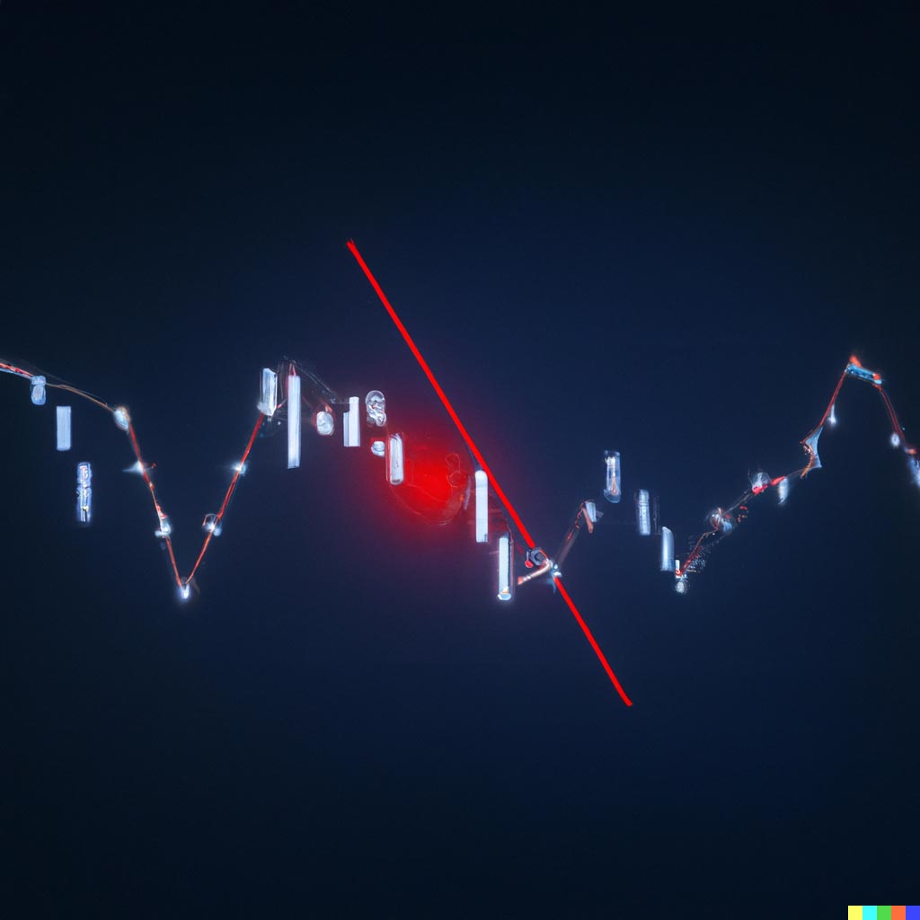 DALL·E prompt: open high low close candlestick chart in a futuristic UI table projected as a hologram, minority report